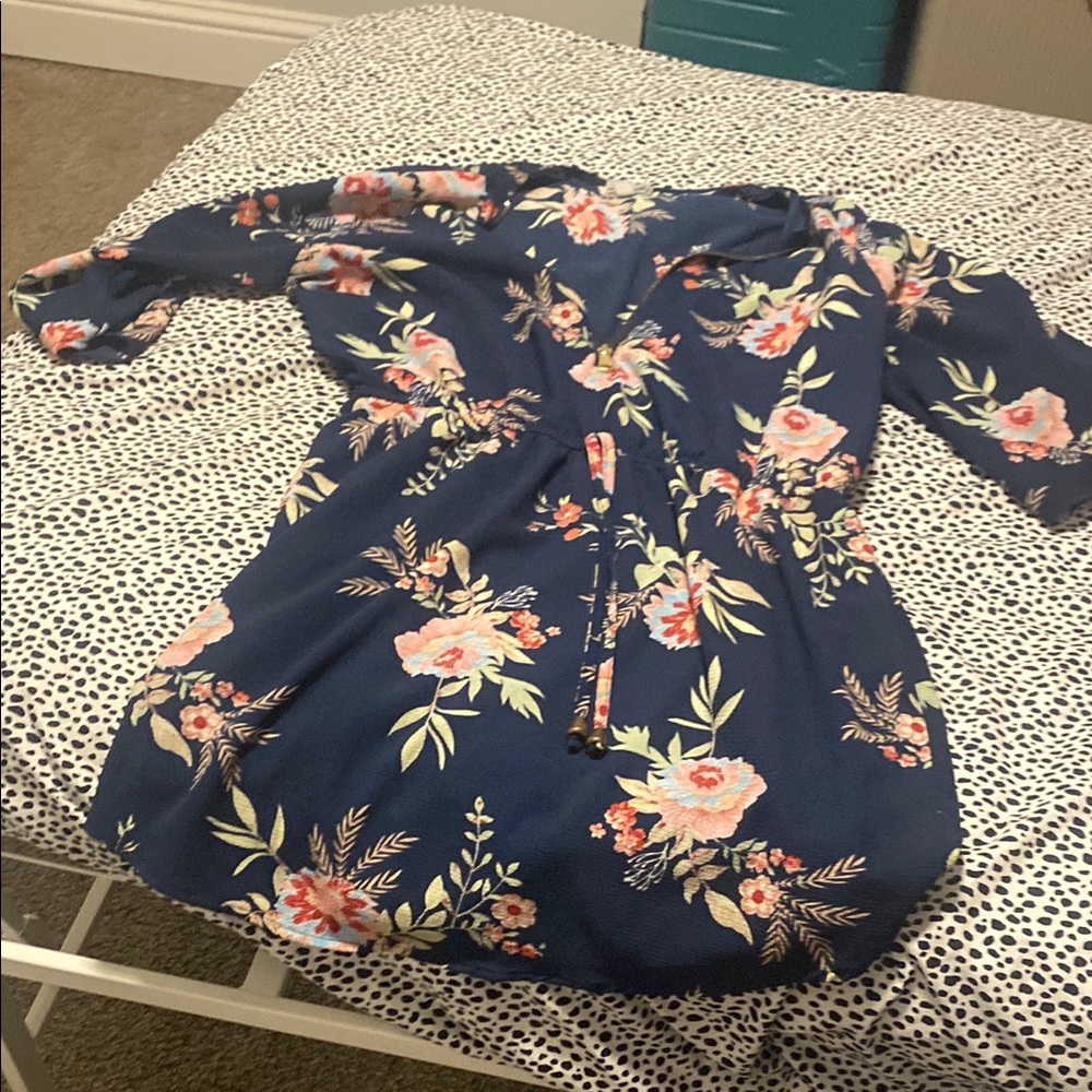 Justify Floral Midi Dress - Navy and Pink